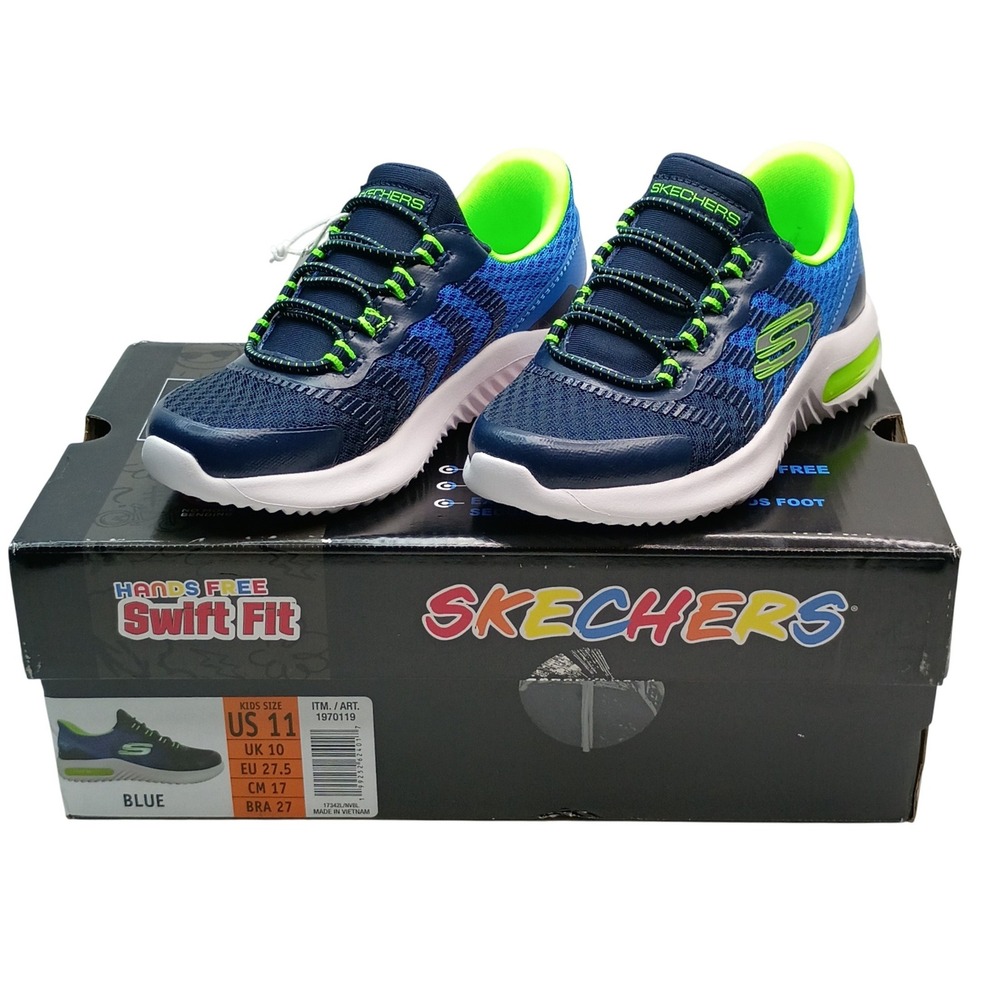 Skechers Swift Fit Sneaker Kids Size 11 Blue Hands Free Slip On 17342L/NVBL